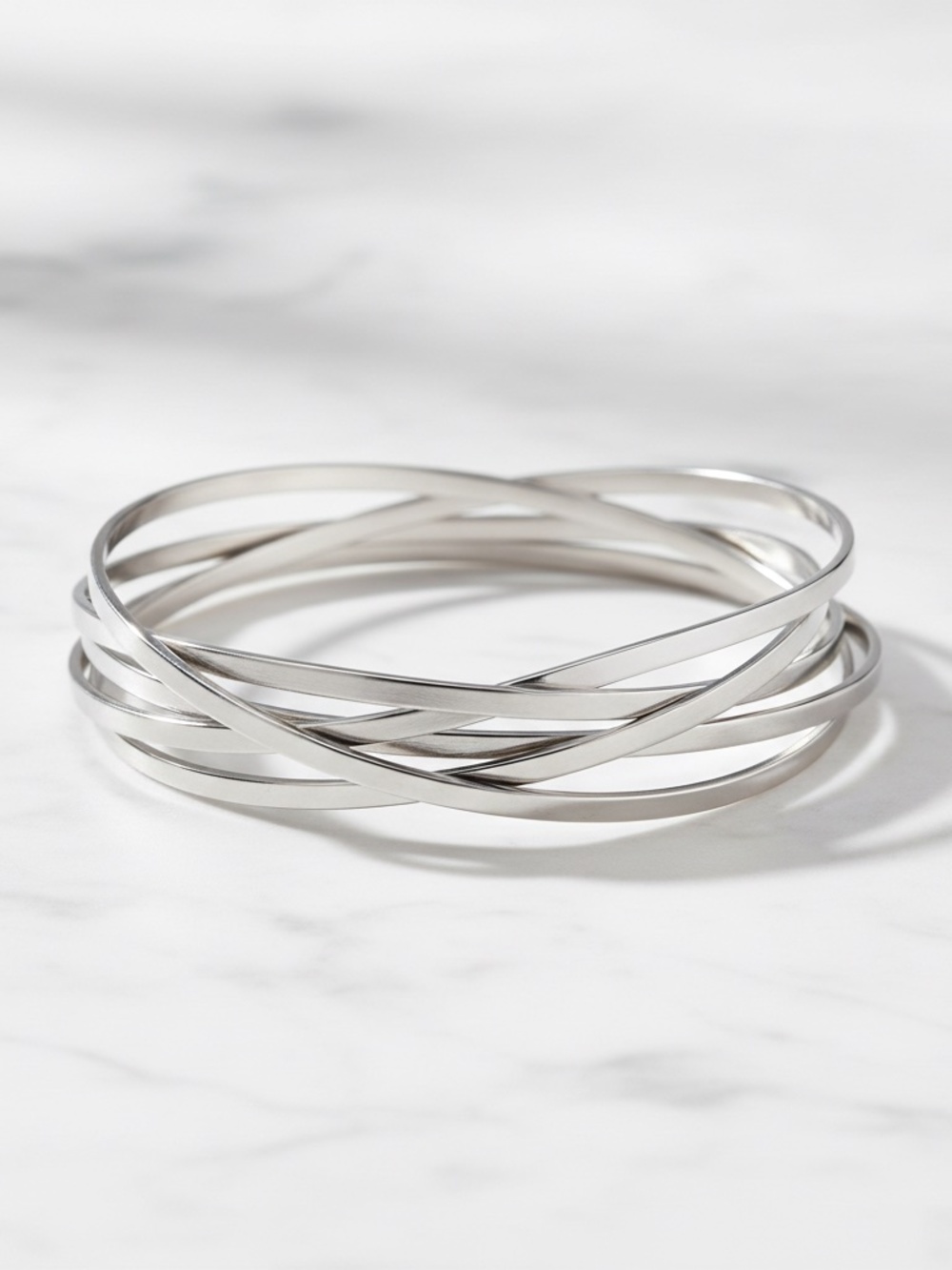 Womens Stainless Steel Interlocking Bangles